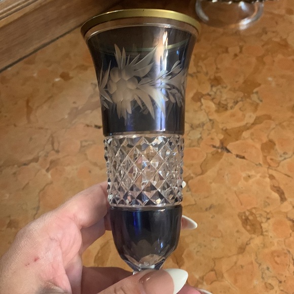 Ebeling & Reuss Marchioness Sapphire Cut to Clear Crystal Champagne Fluted Glass - Picture 2 of 5